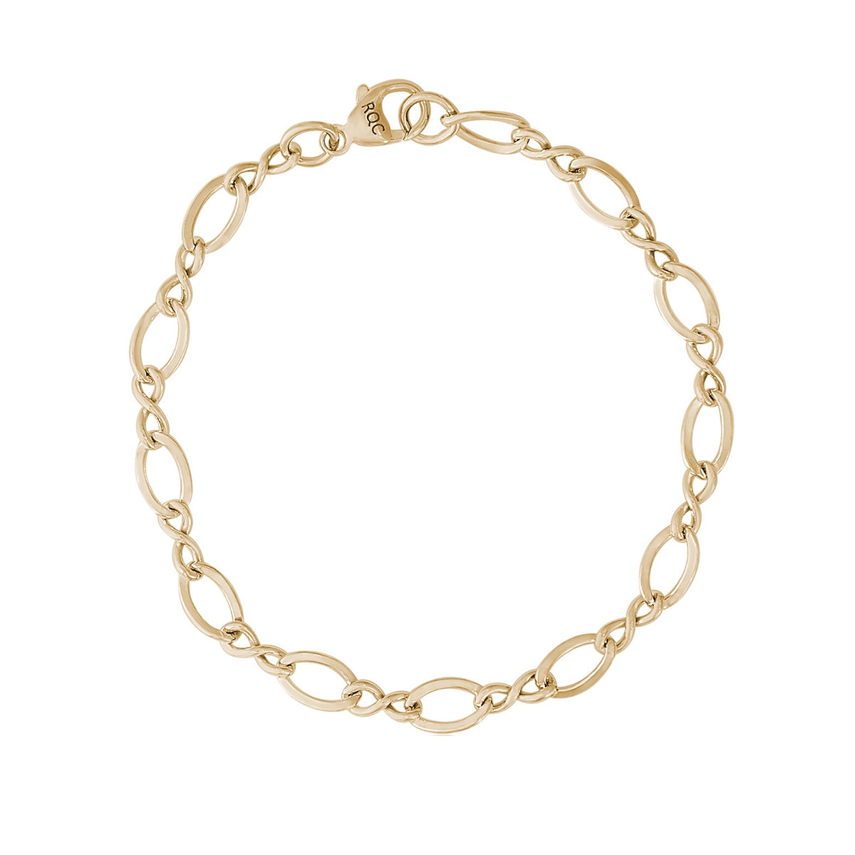 8-inch Large Figure Eight Link Charm Bracelet in 14K Yellow Gold
