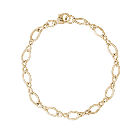 8-inch Large Figure Eight Link Charm Bracelet in 14K Yellow Gold