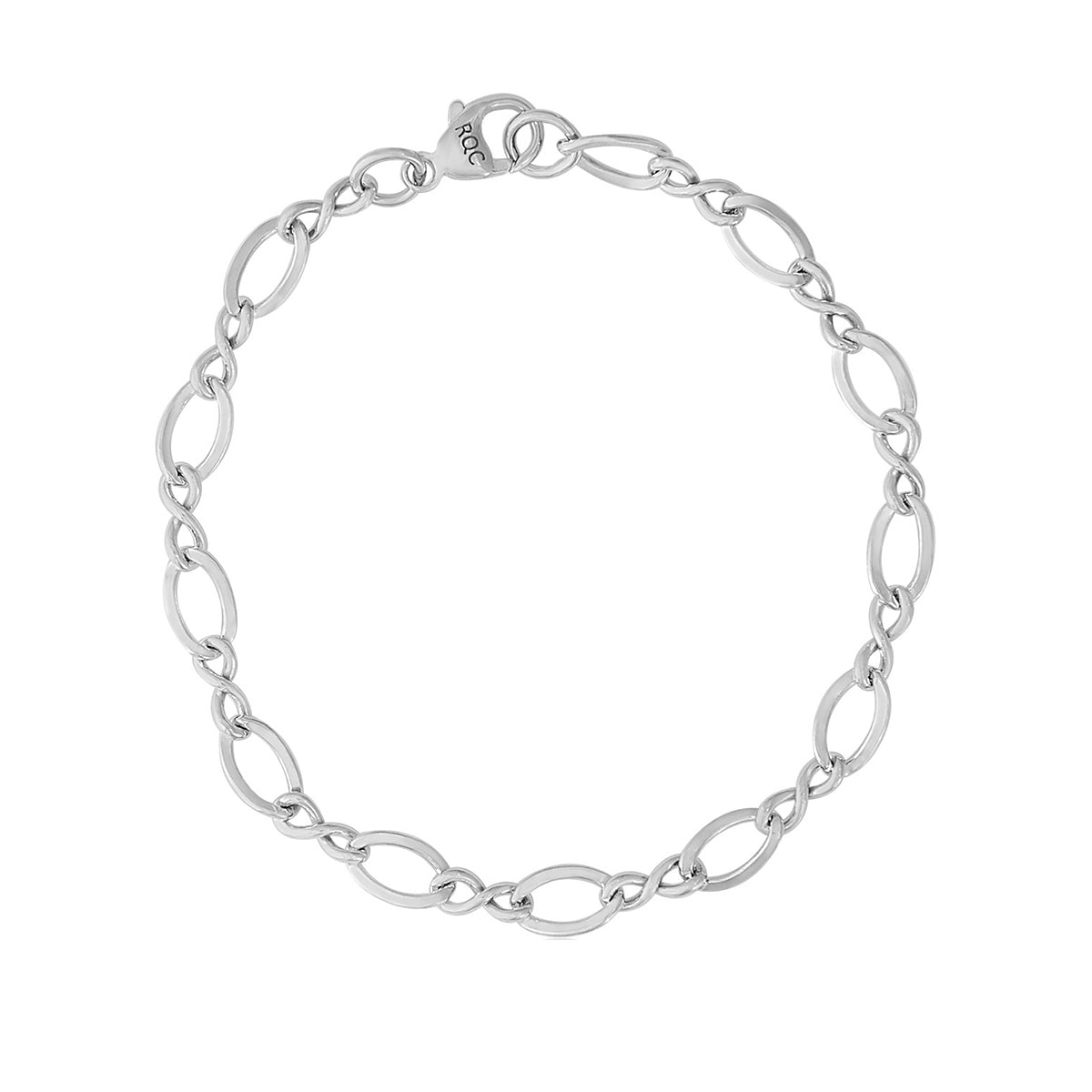 8-inch Large Figure Eight Link Charm Bracelet in Sterling Silver