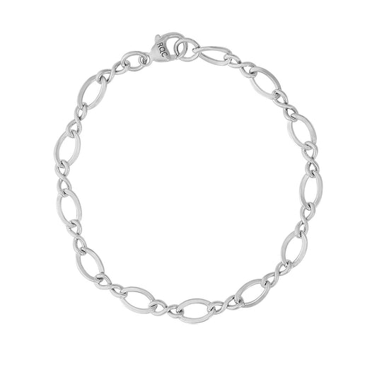 8-inch Large Figure Eight Link Charm Bracelet in Sterling Silver