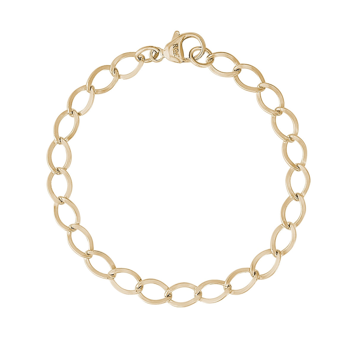 8-inch Elongated Oval Link Charm Bracelet in 14K Yellow Gold