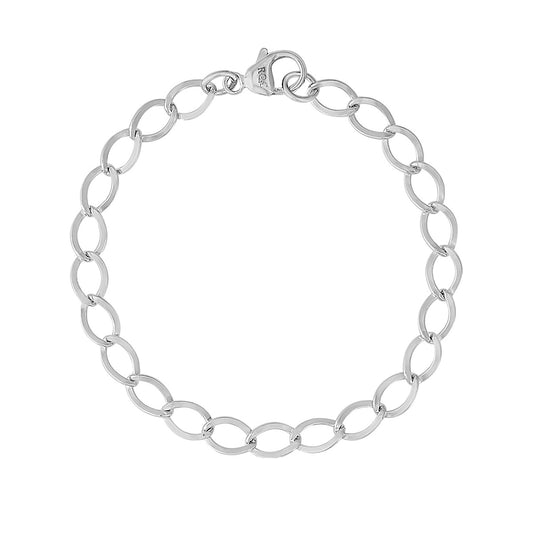 8-inch Elongated Oval Link Charm Bracelet in Sterling Silver