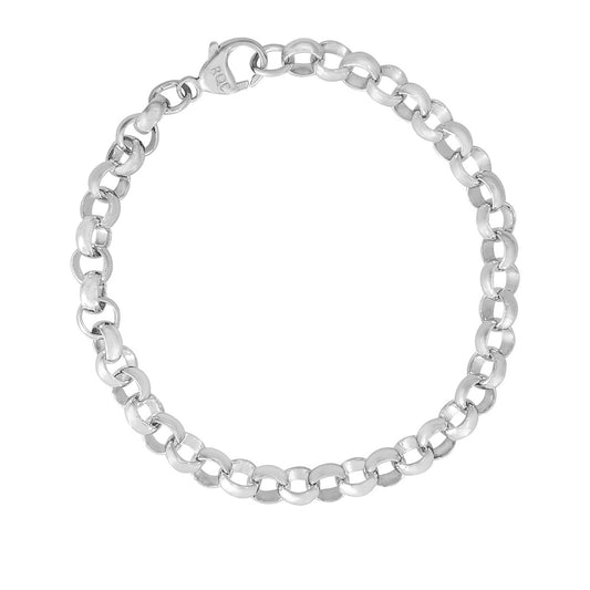 8-inch Rolo Link Charm Bracelet in Sterling Silver
