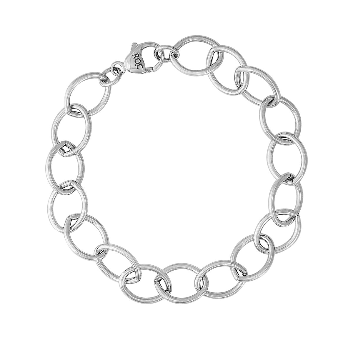 7-inch Large Single Link Charm Bracelet in Sterling Silver