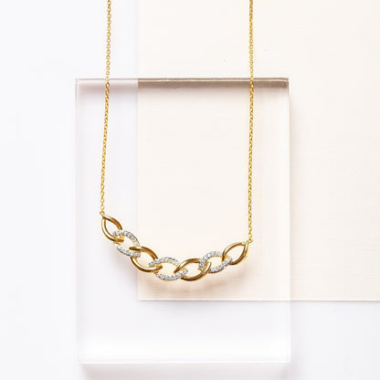 1/5 ct. tw. Diamond Marquise Link Necklace in 10K Yellow Gold front view