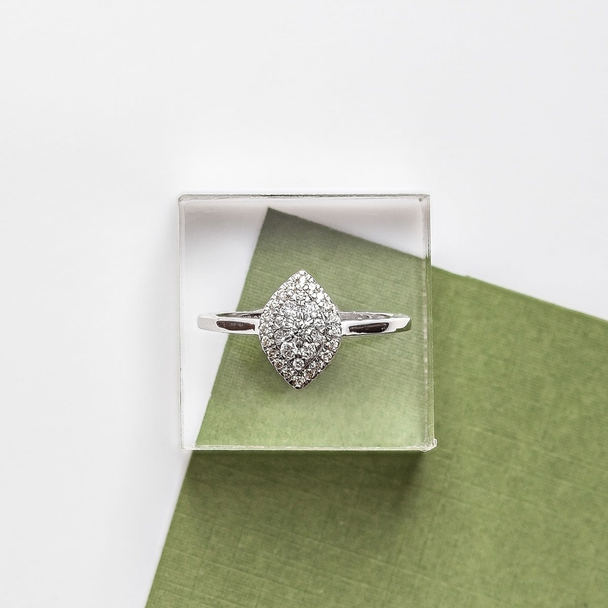 1/3 ct. tw. Diamond Marquise-Shaped Cluster Promise Ring in 10K White Gold side profile