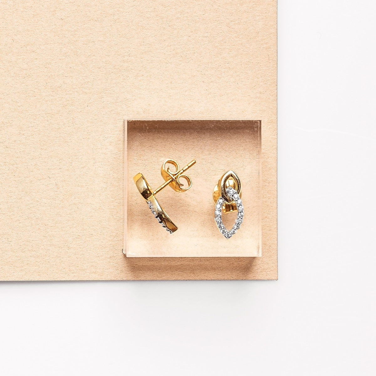 1/8 ct. tw. Diamond Marquise Link Drop Earrings in 10K Yellow Gold front view