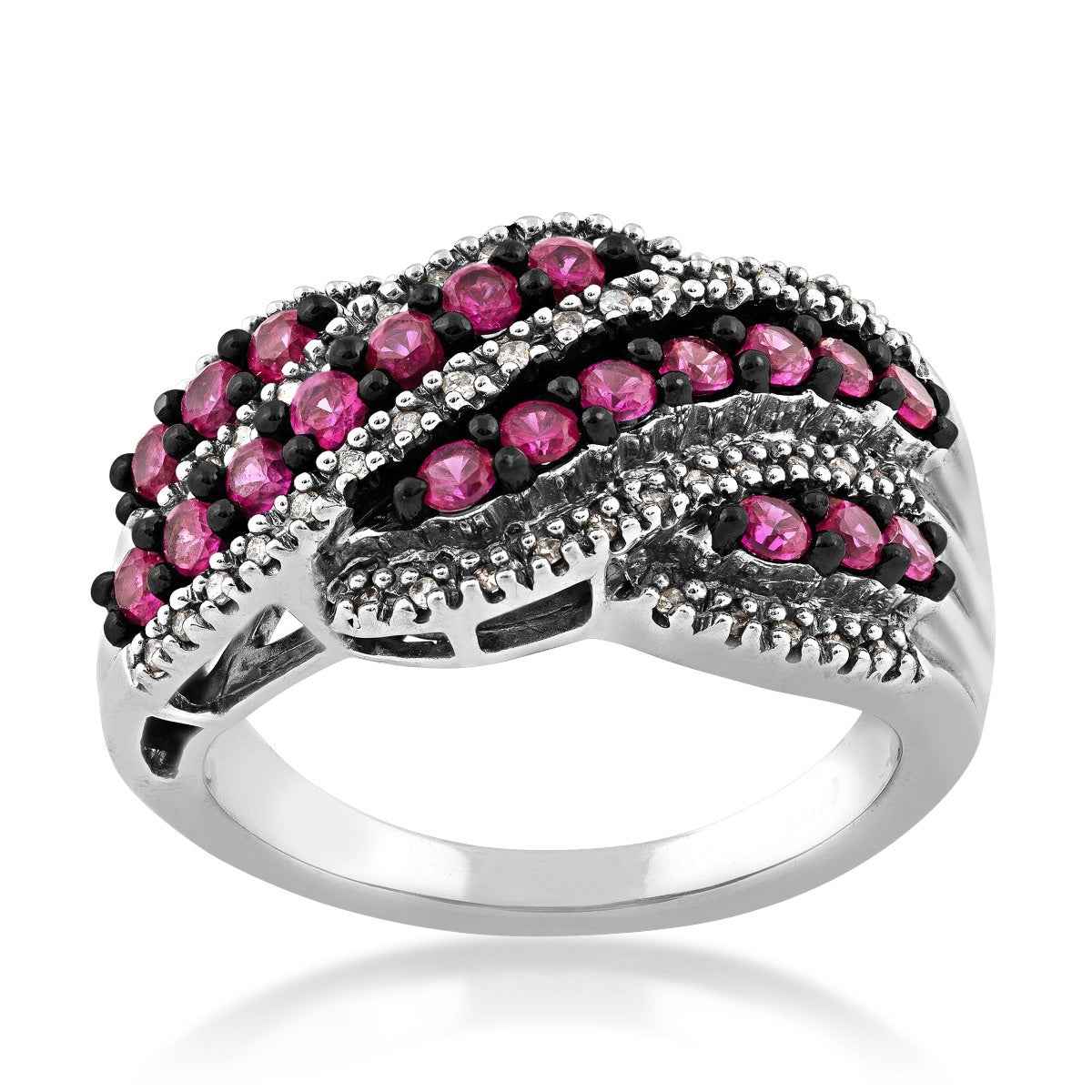 Created Ruby and Diamond Accent Ring in Sterling Silver