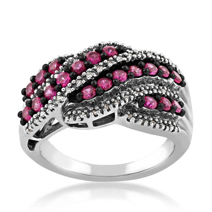 Created Ruby and Diamond Accent Ring in Sterling Silver