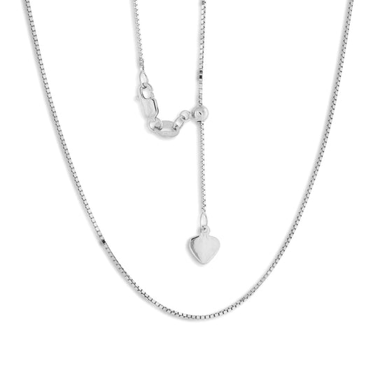 .7mm 22-inch Adjustable Box Chain in 10K White Gold