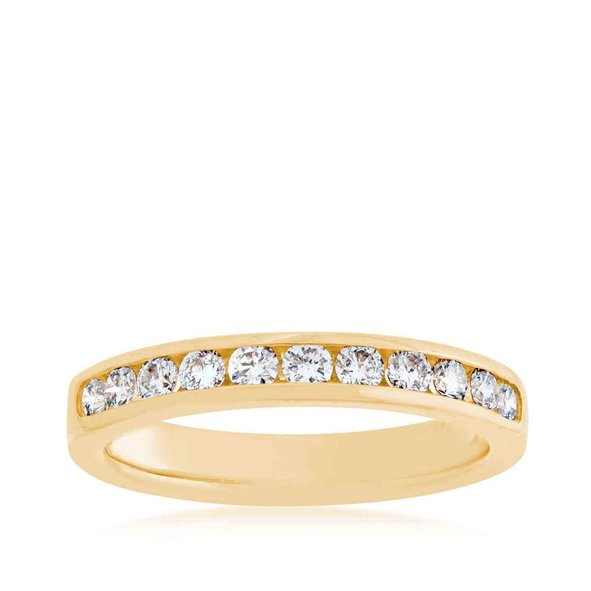 1/2 ct. tw. Round Diamond Machine Channel Set Anniversary Band in 10K Yellow Gold