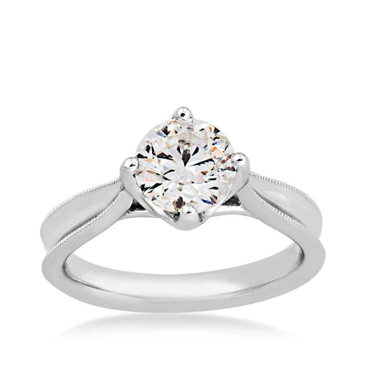 Canadian Rocks 1 ct. tw. Round Diamond Solitaire Engagement Ring with Milgrain Edge Detailing in 14K White Gold