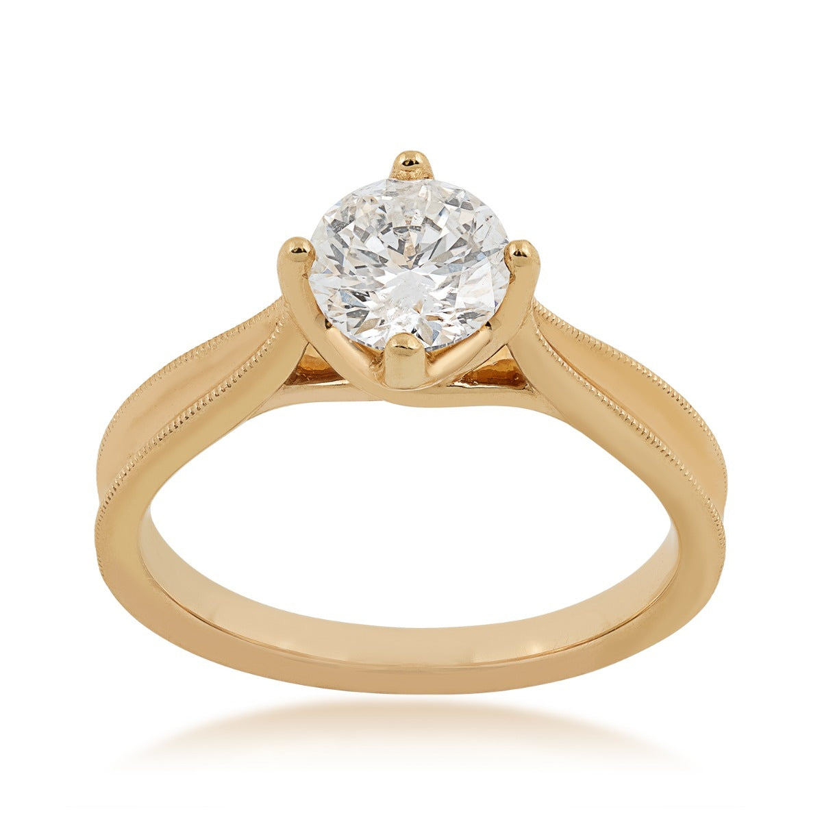Canadian Rocks 1 ct. tw. Round Diamond Solitaire Engagement Ring with Milgrain Edge Detailing in 14K Yellow Gold