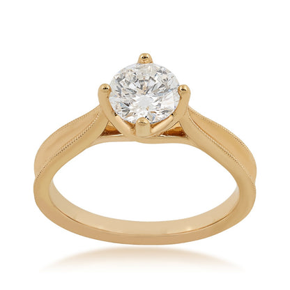 Canadian Rocks 1 ct. tw. Round Diamond Solitaire Engagement Ring with Milgrain Edge Detailing in 14K Yellow Gold