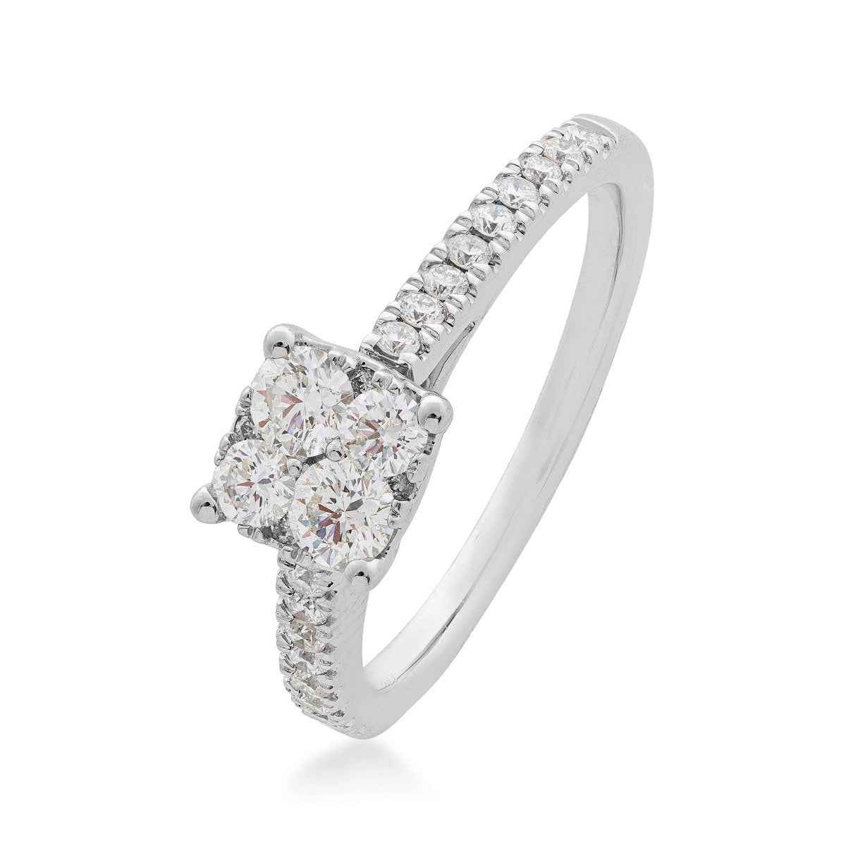 Fairytale Diamonds 3/4 ct. tw. Cushion Composite Engagement Ring in 10K White Gold front view