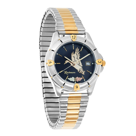 Black Hills Gold Men's Quartz White & Gold-Tone Stainless Steel Watch with Black Duck Dial