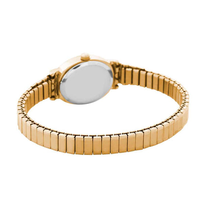Black Hills Gold Ladies' Quartz Gold-Tone Stainless Steel Watch with Black Oval Dial front view