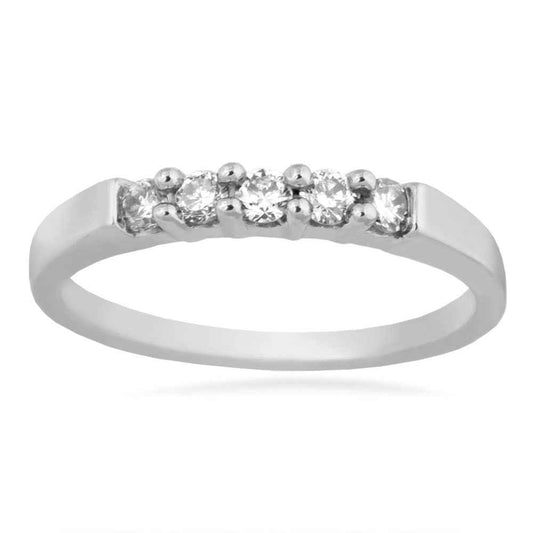 1/4 ct. tw. 5 Stone Round Diamond Anniversary Band in 10K White Gold