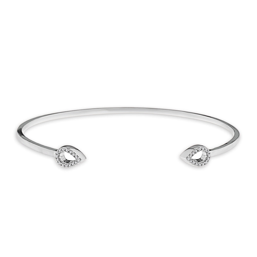 1/10 ct. tw. Diamond Pear Open Cuff Bracelet in Sterling Silver