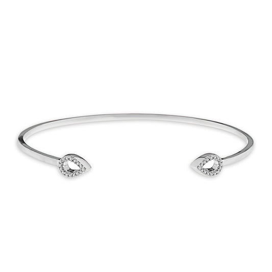 1/10 ct. tw. Diamond Pear Open Cuff Bracelet in Sterling Silver
