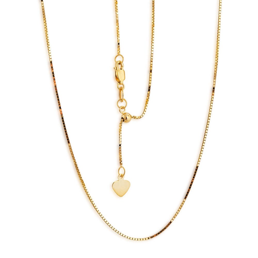 1.1mm 22-inch Adjustable Box Chain in 14K Yellow Gold