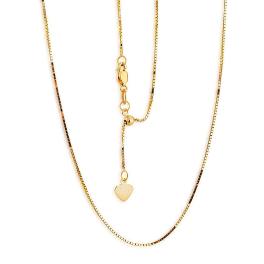 1.1mm 22-inch Adjustable Box Chain in 14K Yellow Gold