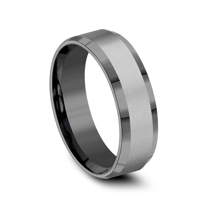 Benchmark 7mm Sandblasted Bevel Edge Tantalum Wedding Band front view