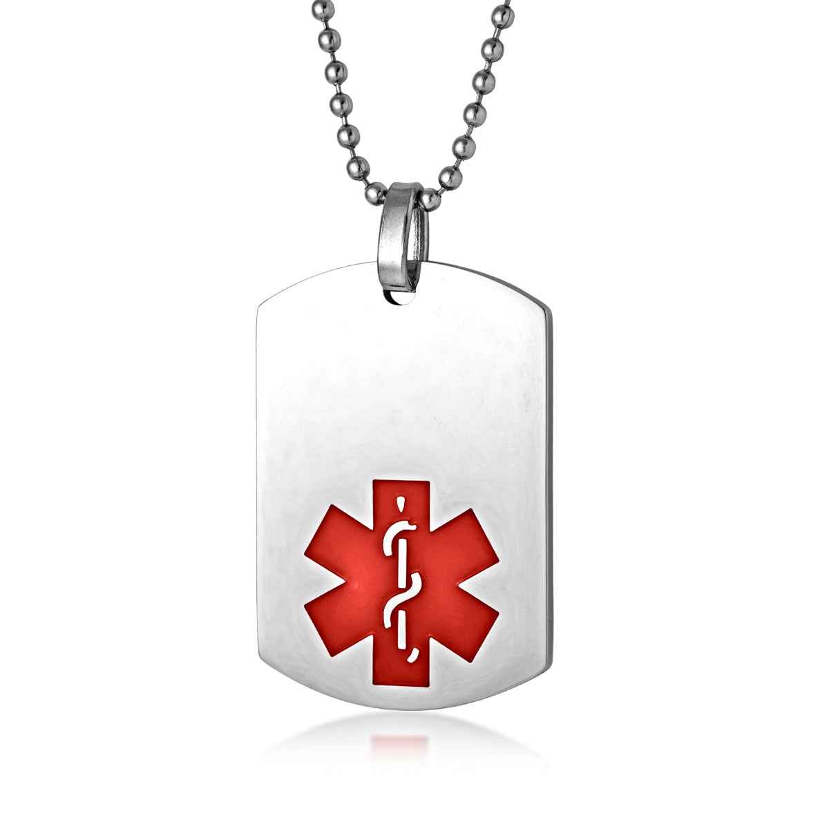 Medic Alert Dog Tag Necklace in Stainless Steel