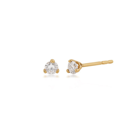 1/5 ct. tw. AAA Quality Round Brilliant Diamond Solitaire Earrings in 14K Yellow Gold