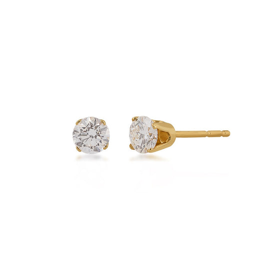 1/2 ct. tw. AAA Quality Round Brilliant Diamond Solitaire Earrings in 14K Yellow Gold