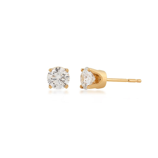 1 ct. tw. AAA Quality Round Diamond Solitaire Earrings in 14K Yellow Gold