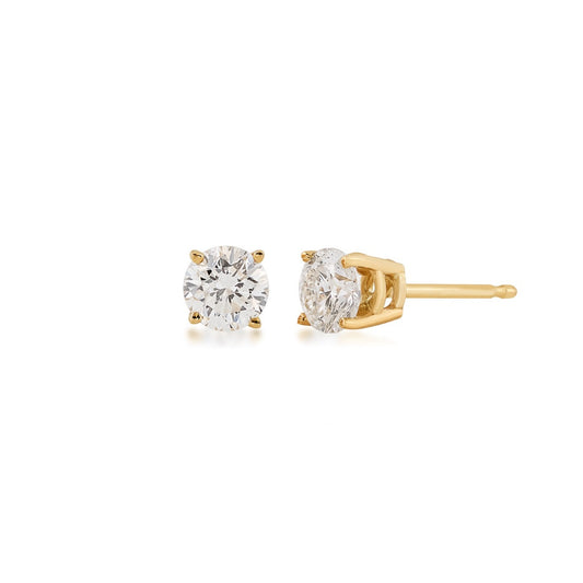 3/4 ct. tw. AAA Quality Round Brilliant Diamond Solitaire Earrings in 14K Yellow Gold