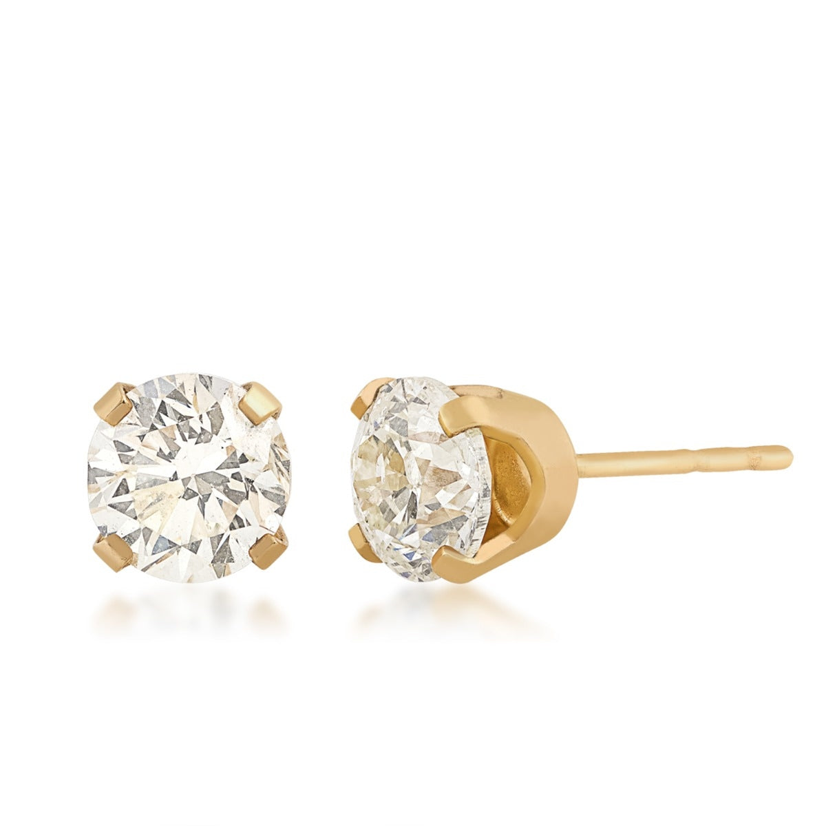 2 ct. tw. A Quality Round Diamond Solitaire Earrings in 14K Yellow Gold
