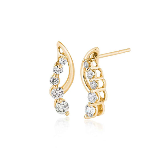 1/2 ct. tw. Round Diamond Journey Earrings in Yellow Gold
