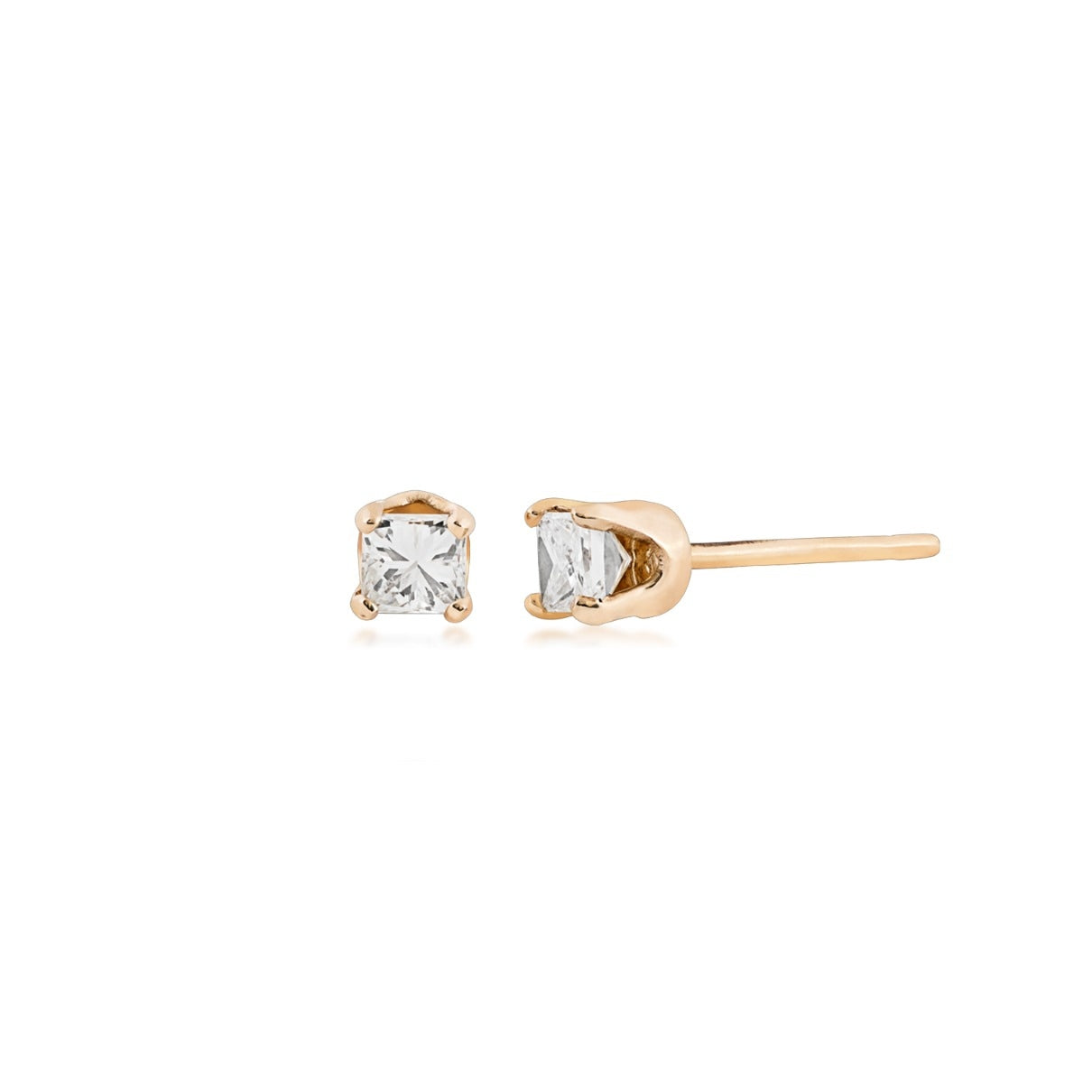 1/3 ct. tw. Princess Cut Diamond Solitaire Earrings in 14K Yellow Gold