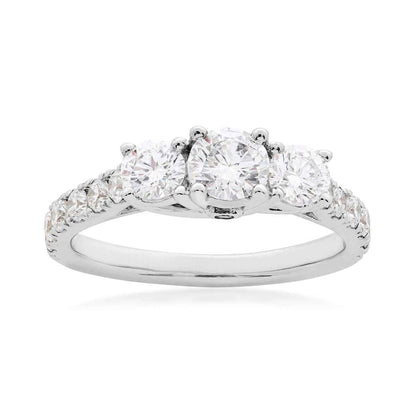 Adamante 1-1/2 ct. tw. Lab-Grown Round Brilliant 3-Stone Diamond Engagement Ring in 14K White Gold