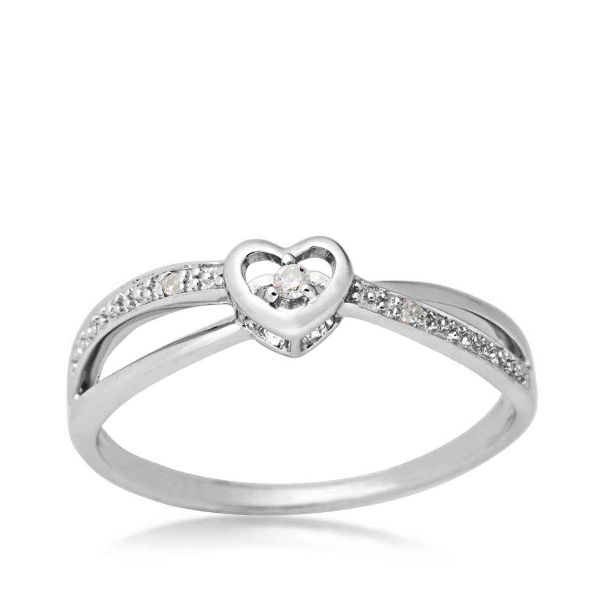 I Promise .025 ct. tw. Round Diamond Heart Promise Ring in Sterling Silver