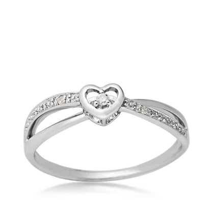 I Promise .025 ct. tw. Round Diamond Heart Promise Ring in Sterling Silver