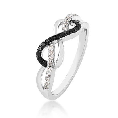 1/5 ct. tw. White & Treated Black Diamond Infinity Ring in Sterling Silver front view