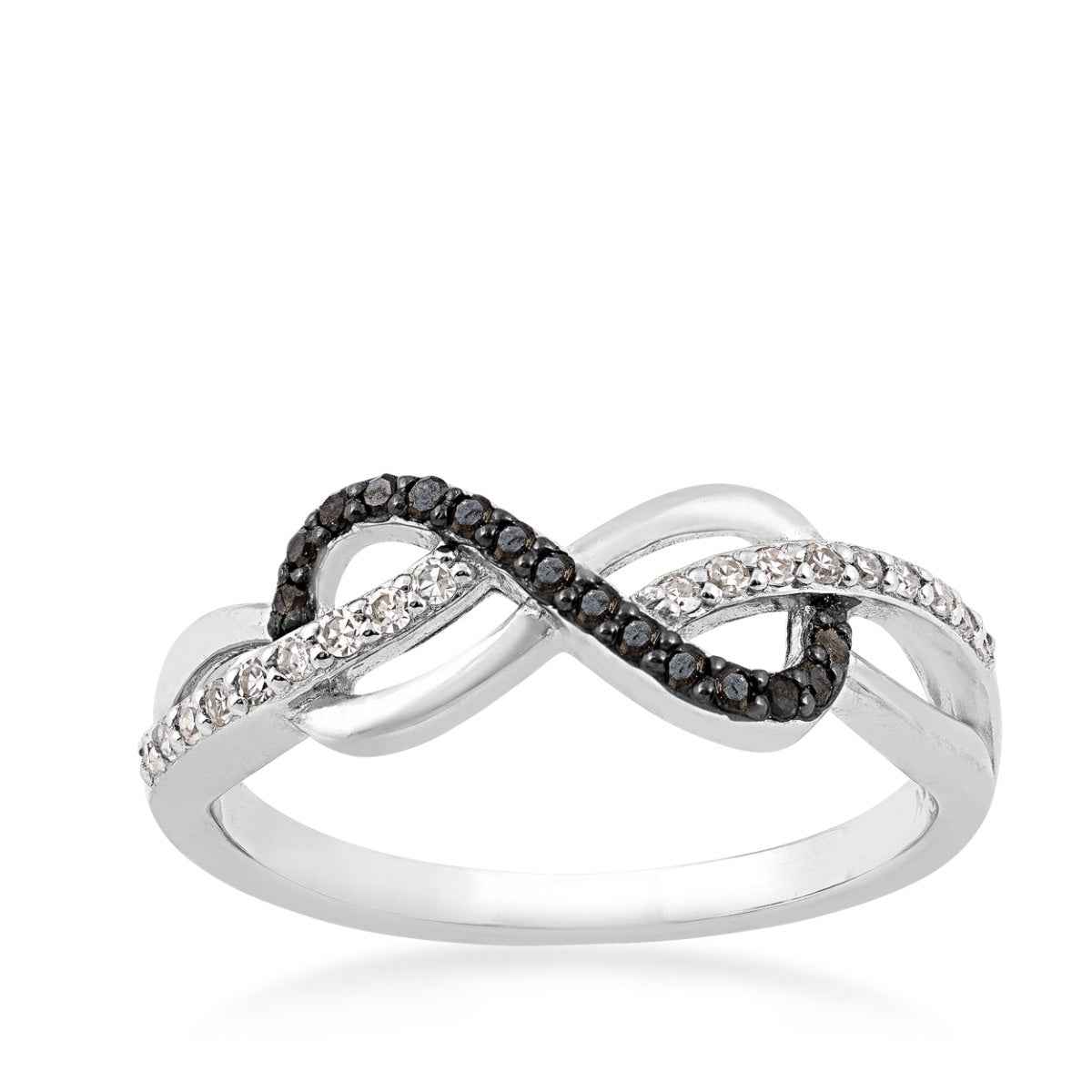 1/5 ct. tw. White & Treated Black Diamond Infinity Ring in Sterling Silver