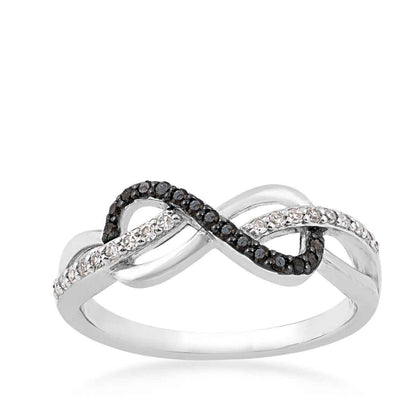 1/5 ct. tw. White & Treated Black Diamond Infinity Ring in Sterling Silver