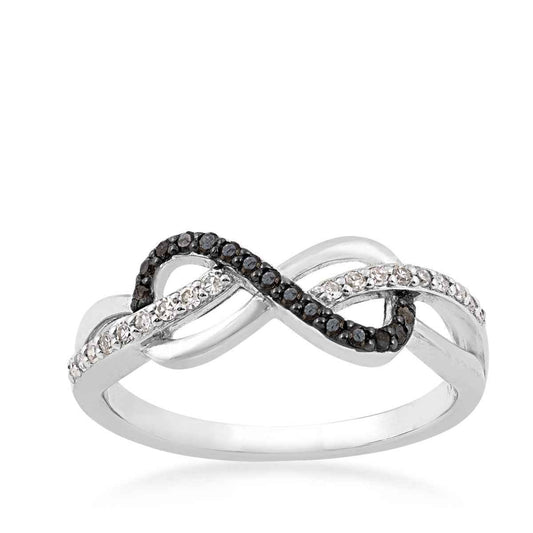 1/5 ct. tw. White & Treated Black Diamond Infinity Ring in Sterling Silver