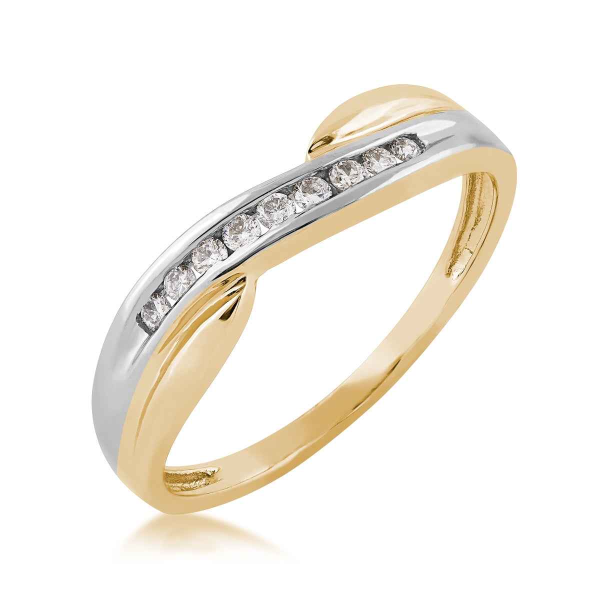 1/10 ct. tw. Diamond Channel Set Ring in 10K Yellow & White Gold front view