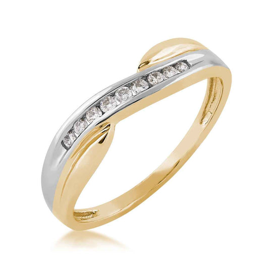 1/10 ct. tw. Diamond Channel Set Ring in 10K Yellow & White Gold front view