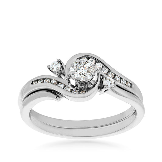 True Promise 1/4 ct. tw. Diamond Cluster Wedding Set in 10K White Gold (2)
