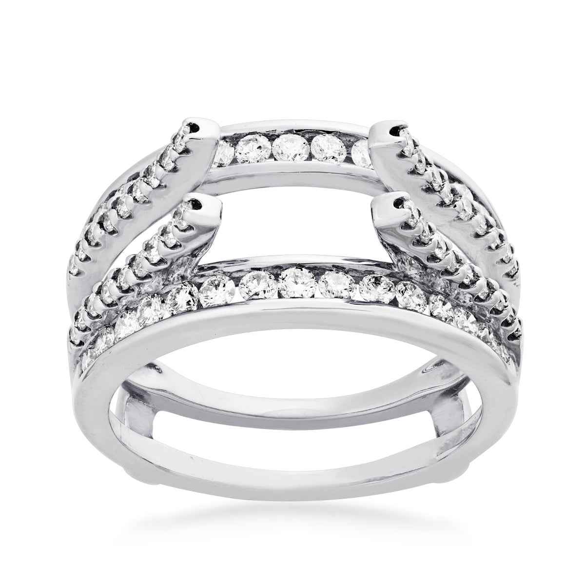 1 ct. tw. Round Open Channel-Set & Pave Diamond Wedding Ring Enhancer in 14K White Gold