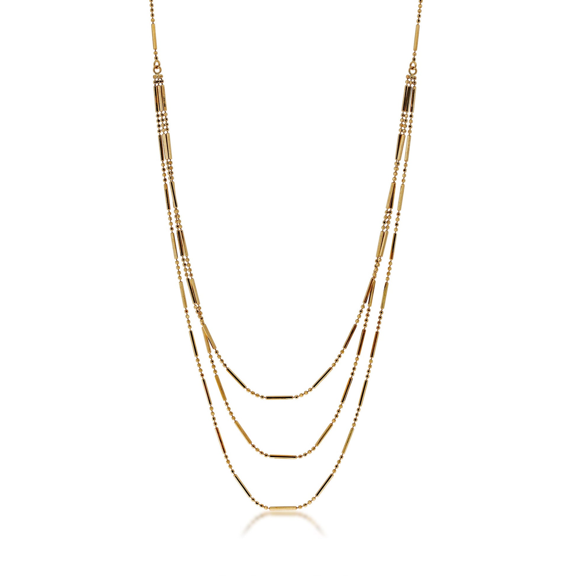 Triple Layer 10Kt. Yellow Gold Fashion Necklace