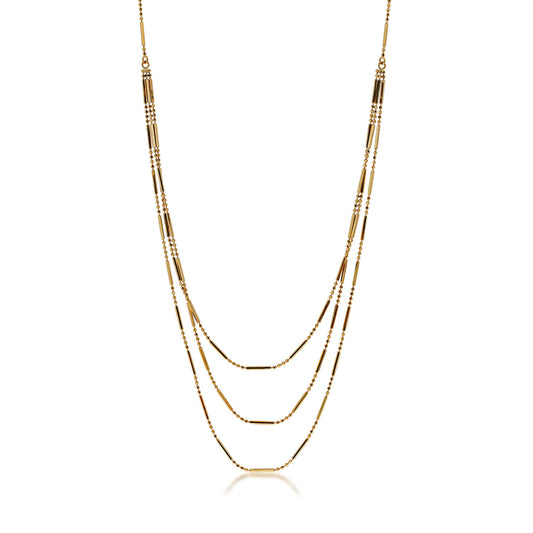 Triple Layer 10Kt. Yellow Gold Fashion Necklace