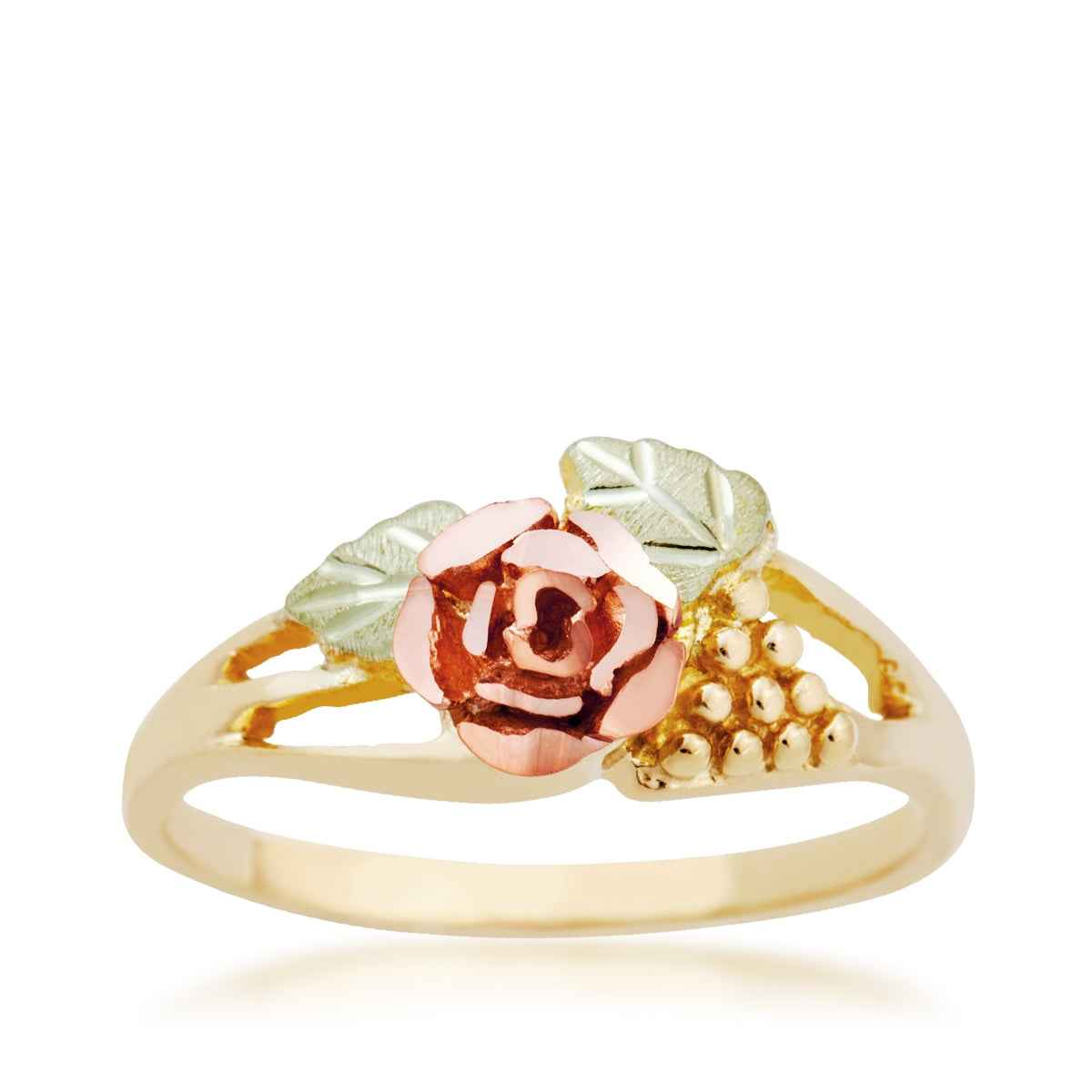 Black Hills Gold Rose & Grape Ring in 10K Yellow Gold