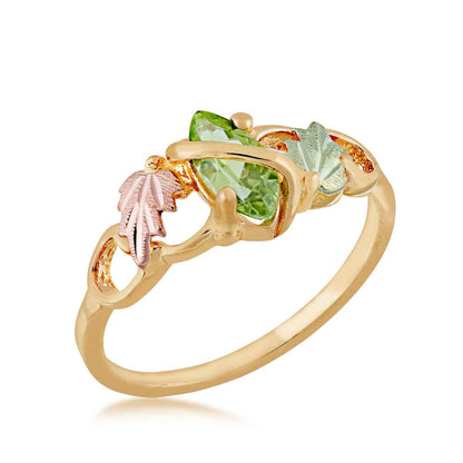 Black Hills Gold Marquise Peridot Grapevine Ring in 10K Yellow Gold front view